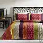 Vhc Brands 8 Pc Emma King Quilt Shams Bed Skirt Euro Modern Strip Cotton Set 840528115783