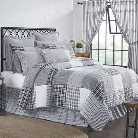 80433 Vhc Brands Farmhouse King Quilt Black Sawyer Mill Textured Cotton Bedroom Decor
