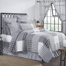 80435 Vhc Brands Sawyer Mill Patchwork Twin Quilt Black 68x86