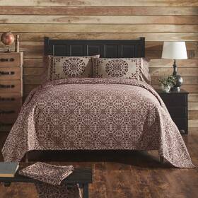106wx97l Vhc Brands 84631 Custom House Burgundy Tan Jacquard King Coverlet