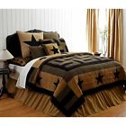 Vhc Brands Delaware Star Queen 5p Set Quilt Primitive Rustic Black Khaki Plaid Country Sham 716686551315