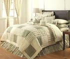 Vhc Brands Meadowsedge 5pc Queen Quilt Set Country Cottage Green Cream Check Fern 841985094697