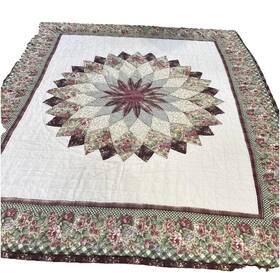 10740-mv Victorian Heart Hand Stitched Country Quilt With A Dresden Plate Pattern Floral Border