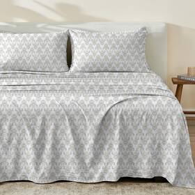 Vintage Comfort 192020403807 100% Cotton Percale Queen Bed Sheets White Floral Printed 4 Piece Sh