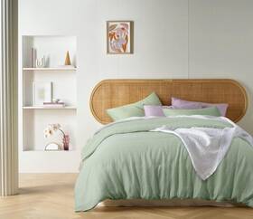 5097025 Vintage Design Homeware French Linen Quilt Cover Set Pistachio - King