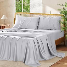 S4vf-fs01 Vipfree Queen Size Sheet Set Cooling Fitted And Pillowcase 100% Bamboo Fi