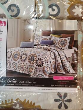 Virah Bella 842131105182 3 Piece Quilt Set Full/queen And 2 Pillow Shams Inch Suri Natural