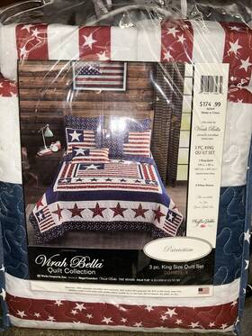 Virah Bella 842131135639 - Patriotic King 3 Piece Quilt Set New