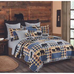 Dq10022k Virah Bella King Black Bear Plaid - Lightweight Reversible Quilt With 2 Pillow Sham S