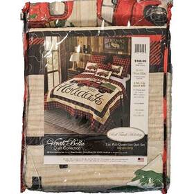 Dq10073fq Virah Bella - Red Truck Holidays Lightweight Reversible Quilt Set