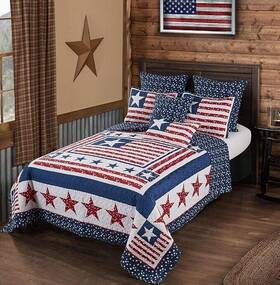 Dq10075fq Virah Bella Full Queen Quilt Set 3 Pc Patriotism Red White Blue New Pillow Shams