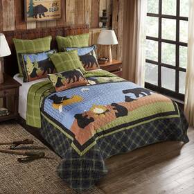 Dq10078fq Virah Bella Bear Lake Quilt Set Full/queen Lightweight Reversible With 2 Pillow Shams