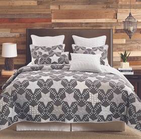 Dq10080k Virah Bella - Mountain Stars Lodge Farmhouse Reversible Quilt Set New