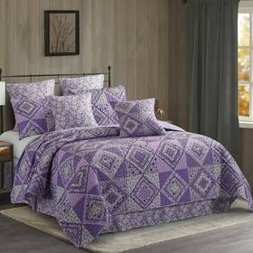 Dq10105k Virah Bella - Lavender Fields Lightweight Reversible King Quilt Set