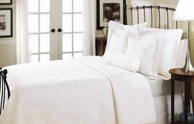Virah Bella Dq432 Neveah 3-piece Queen Quilt Set White Basketweave Bedding Shams Nwt