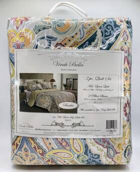 Dq467q Virah Bella Paisley Quilt Collection 3 Pc Full/queen Size Set Benita