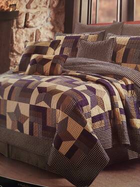 Dq625k Virah Bella Woodland Star Blue 3 Pc King Quilt Set With 2 Pillow Shams Brand New