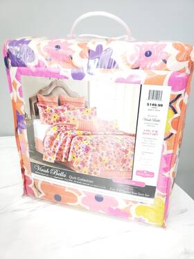 Dq645fq Virah Bella New Floral Pink Purple Girl Room Lightweight Full/queen Reversible Quilt Set Mod