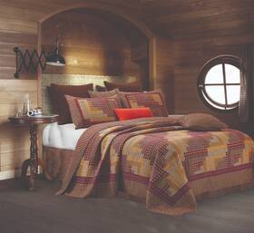 Dq660fq Virah Bella - Montana Cabin Red Queen Quilt Set Open Stock