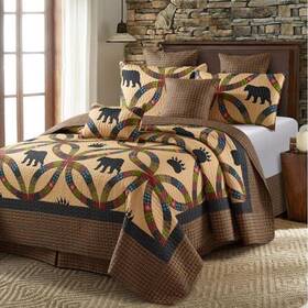 Dq689 Virah Bella 3 Pc Wedding Ring Bear Paws Lodge Quilt Cabin 174.99 Msrp