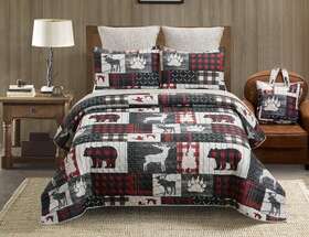 Qit23023fq Virah Bella - Mountain Trails Lightweight Reversible Quilt Set In Tote