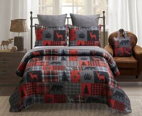 Qit23024fq Virah Bella Midnight Mountain Red Lightweight Quilt Set Bonus 2 Xtra Pillows