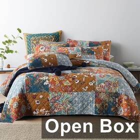 Visimisi 791137563215 Cotton Reversible Bedspread Quilt Set King Size Yellow Paisley