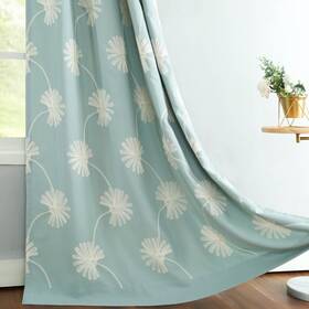 Clqh014c2s5284 Vogol Floral Pattern Embroidered Elegant Faux Linen Grommet Curtains/thermal