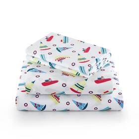Yuhuai220524-lca Vonty Kids Twin Sheet Set Small Boat Brushed Microfiber Bed For Boys And