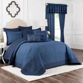 80013296 Vue Queen Bensonhurst Bedspread Blue - Adult Polyester Medallion Coverlet
