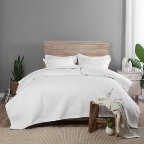 17845beddquewhi Vue 885308630704 Coverlet Set Quilt Stitching Pebble Texture Casual Look White Full/queen