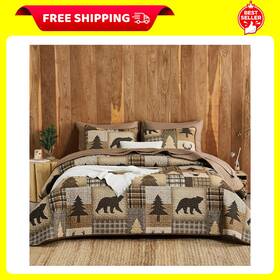 Wake In Cloud 313016579515 Rustic Quilt Set Cabin Country Christmas Bear Deer Wildlife Plaid Lodge Weste