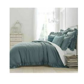 Wamsutta 042075532437 Vintage Tufted Linen Coverlet Full / Queen 92 In X 96 Aegean Green