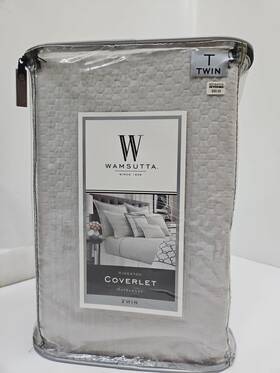Wamsutta 610792076628 Coverlet Kingston Matelasse Twin Gray 68 X90