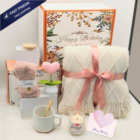 Mjt-02 Wangpengkai Birthday Gift Basket For Women Valentines Day Gifts 8 Pcs 50x68 Off White