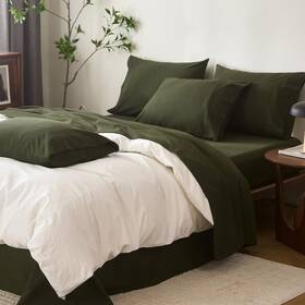 Warm Moment 717690284862 100% Cotton 6-piece Queen Size 102 Inch X 90 Bedding Set - Fitted Sheet Flat Sh