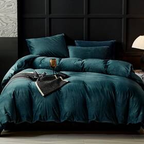 Warmdern 791162449034 Peacock Blue Flannel Velvet Duvet Cover King Size Co... Fast Ship