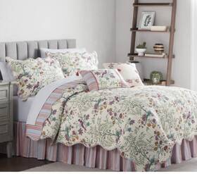 Waverly 081806073740 Above The Trees Multi Floral 4pc Quilt Bedskirt And Shams Set King Nip