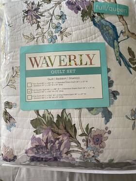 12581 Waverly Quilt Reversible 3 Piece Set Queen/ Full - Charleston Chirp-larkspur