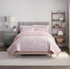 Waverly 818068017492 Traditions By 3pc Speckle Coral Quilt And Shams Set Queen Nip