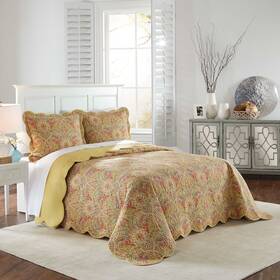 15969beddqueber Waverly 885308453235 Swept Away Modern Farmhouse Paisley 3piece Reversible Quilt Bedding Bedspread Se