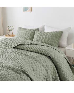 Wdcozy 313047455451 California Cal King Size Quilt Bedding Set Pillow Sham 3 Pc Sage Green Bedspread