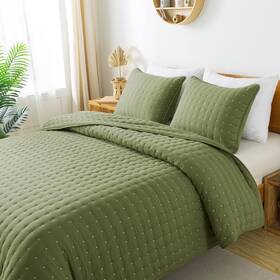 Wdcozy 445008512538 Green Queen Size Quilt Bedding Sets With Pillow Shams Dark Sage Olive Lightwei