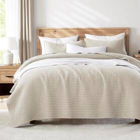 Wdcozy 744759493705 Beige Oversized King Size Quilt Set Muslin Cotton Shell Down-alt Poly Fill Inch