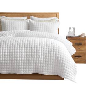 X003avt625 Wdcozy Quilt Set Twin White Geometric With Pillow Shams Bedding Bedspread New