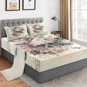 Lqq10073048-fpbs-fa-jp Wecozy Full Size 4 Pcs Bed Fitted Sheet Set With 14 Inch Deep Pocket Retro Gothic Flat