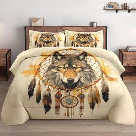 Lqq10293094-mb-qa-jp Wecozy Queen Size Comforter Set With 2 Pillowcases Colorful Tribal Wolf 3 Pcs Beddi