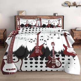 Lqq10313074-mb-ta-jp Wecozy Twin Size Comforter Set With Pillowcase Guitar Rock Music 2 Pcs Bedding For
