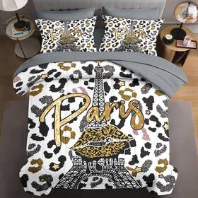 Zt231226071-mb7s-ta-3 Wecozy Twin Size Comforter Set With Pillowcase And Sham Paris Black Gold Tower 5 Pcs