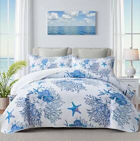 B0bwrfynq1 Weesire Coastal Bedding Queen Size Quilt With 2 Shams Nautical Beach Comfort